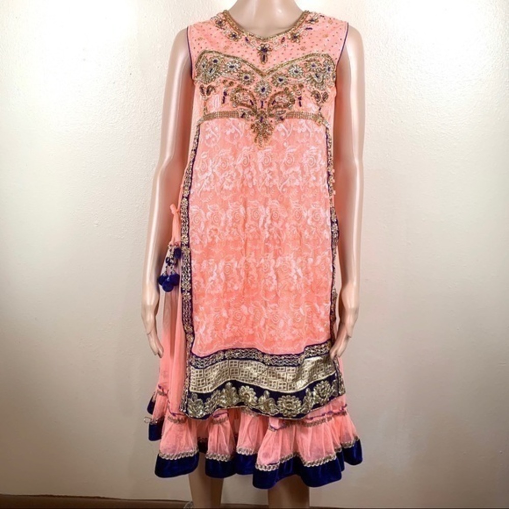 Beautiful India Costume Dress pink blue sleeveless